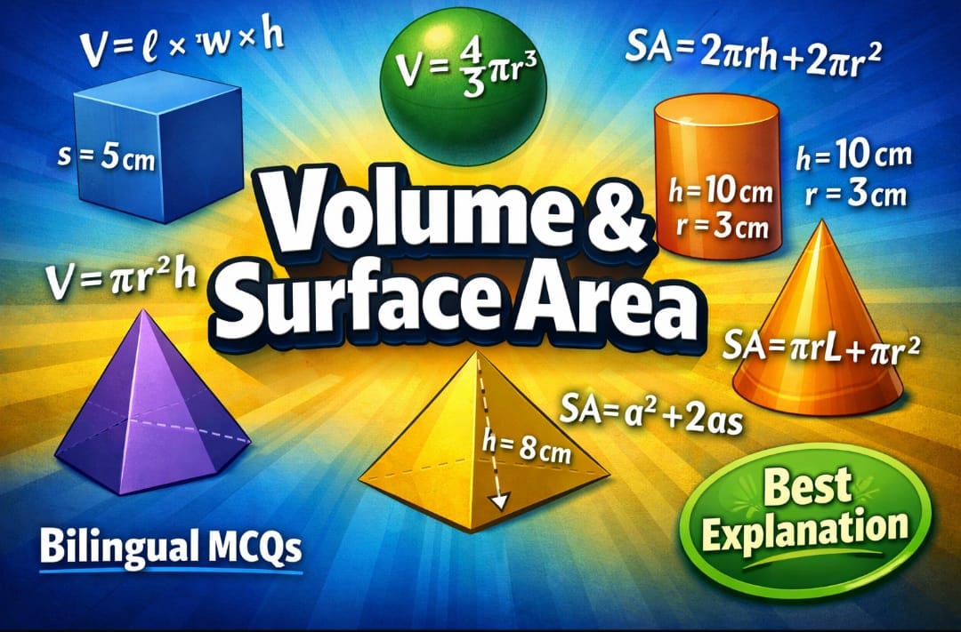 Volume & Surface Area (ఘనపరిమాణము  మరియు ఉపరితల వైశాల్యం)